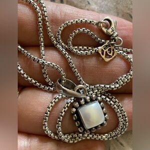 David Yurman Necklace w/ Silpada Pearl Pendant & Earrings Set Sterling Silver